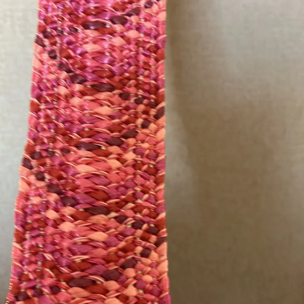 Pink Woven stretch Belt with Gold Buckle